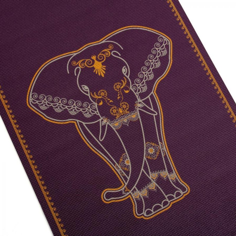 Mata do jogi Bodhi Leela Elephant 4,5mm - fioletowy ze słoniem
