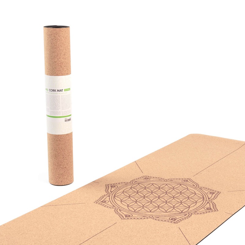 Mata do jogi Bodhi Cork 4mm - korkowa z kwiatem życia