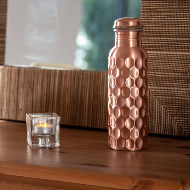 Miedziana butelka na wodę Bodhi 800ml - Diamond Etching