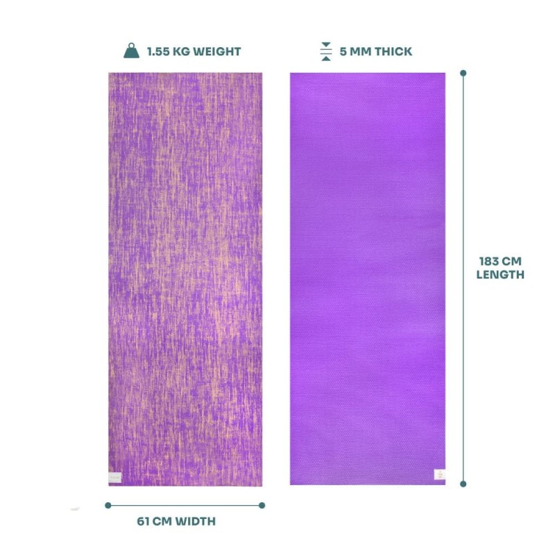 Mata do jogi myga Jute 5mm - fioletowy