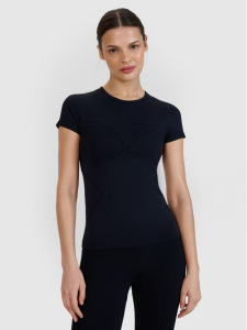 Koszulka do jogi i pilatesu 4F szybkoschnąca damska - czarna