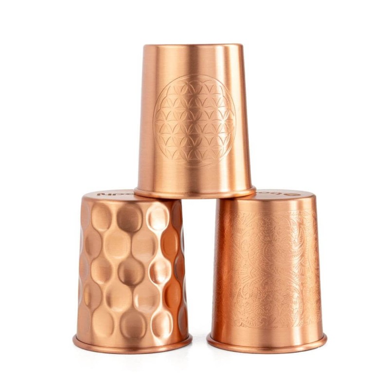 Zestaw 2 miedzianych kubków na wodę 250ml Bodhi - Diamond Etching