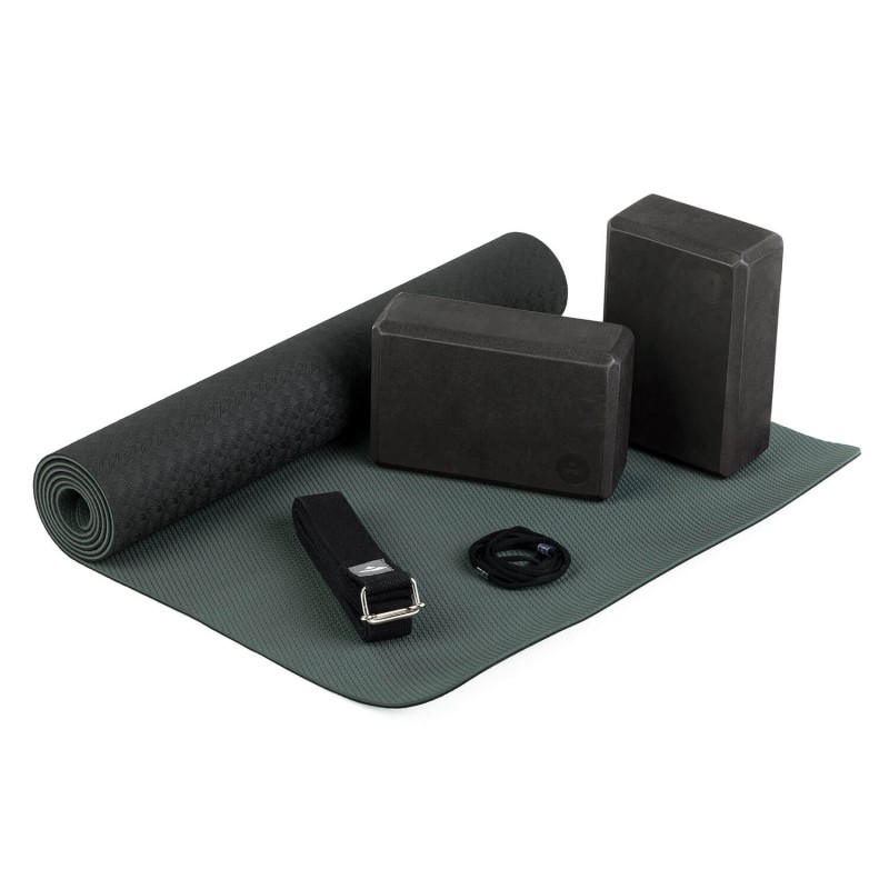 Zestaw do jogi Bodhi Yoga Set Flow: mata, klocki, pasek - czarny