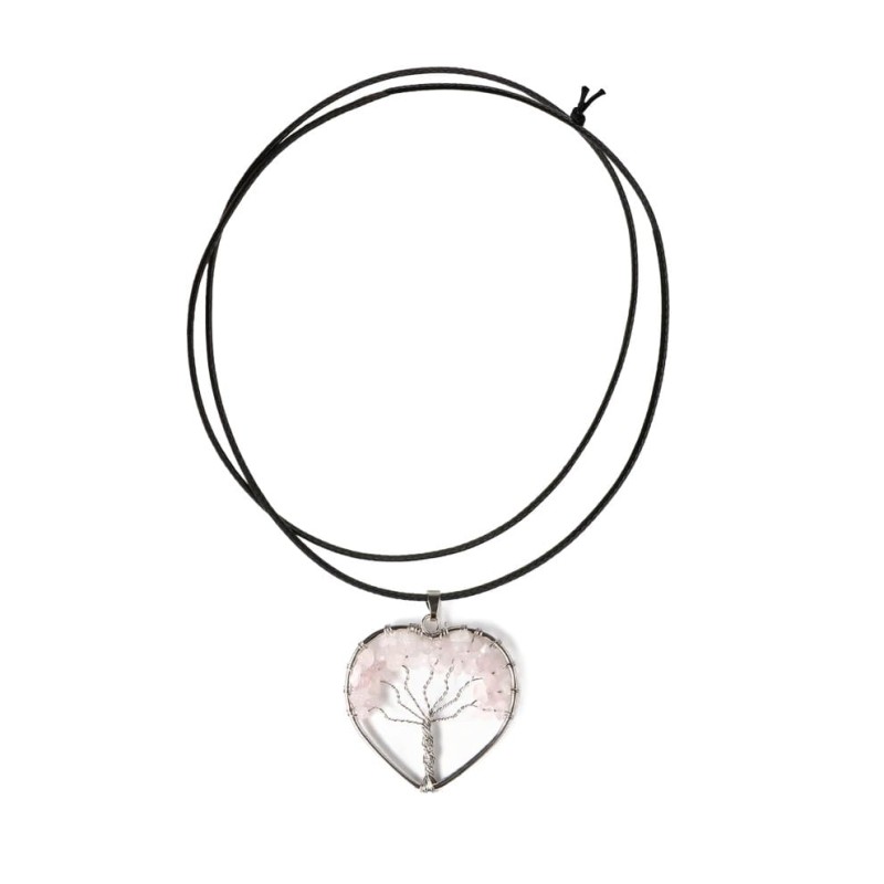 Naszyjnik myga Tree of Life - różowy kwarc