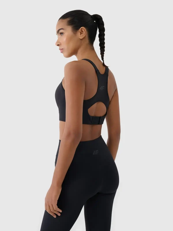 Stanik sportowy do jogi i pilatesu 4F - Czarny