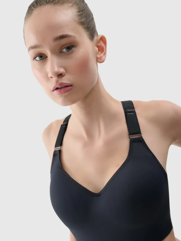 Stanik sportowy do jogi i pilatesu 4F - Czarny