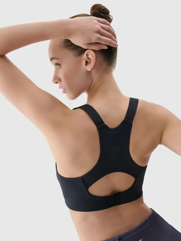 Stanik sportowy do jogi i pilatesu 4F - Czarny