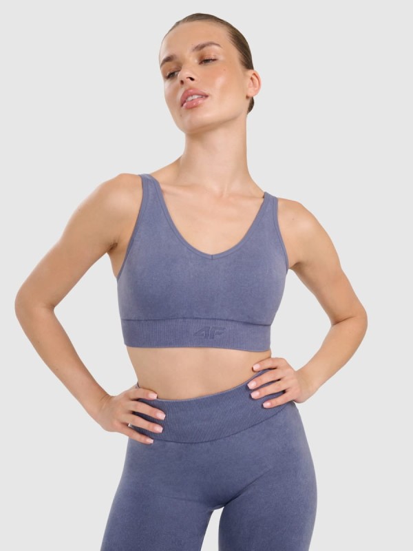 Stanik sportowy do jogi i pilatesu 4F - Granatowy