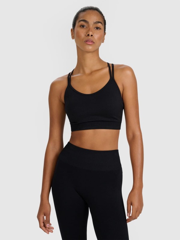 Stanik sportowy do jogi i pilatesu 4F - Czarny