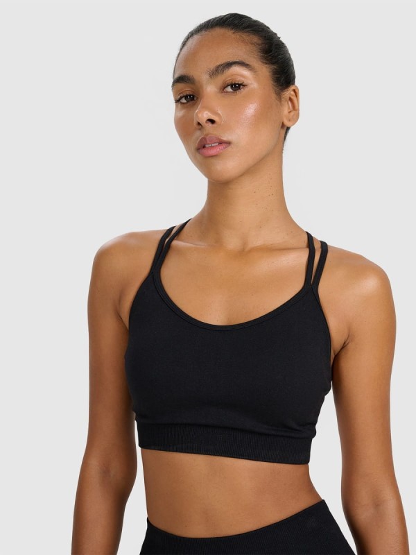 Stanik sportowy do jogi i pilatesu 4F - Czarny