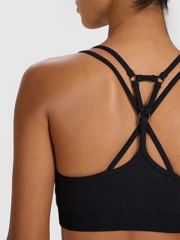 Stanik sportowy do jogi i pilatesu 4F - Czarny