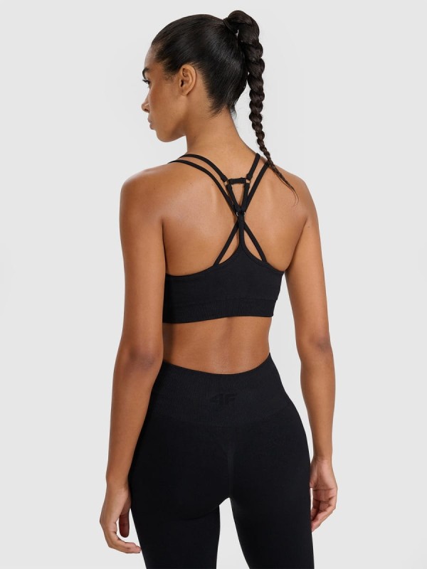 Stanik sportowy do jogi i pilatesu 4F - Czarny