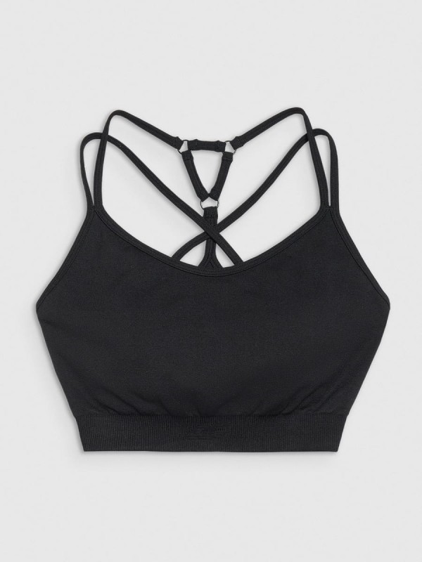 Stanik sportowy do jogi i pilatesu 4F - Czarny