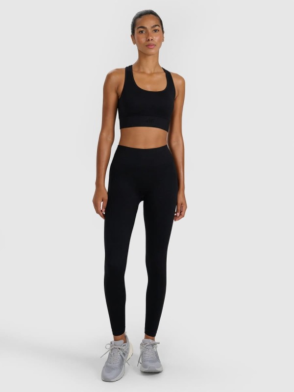 Stanik sportowy do jogi i pilatesu 4F - Czarny