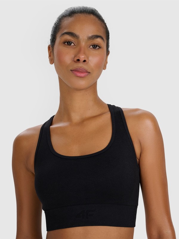 Stanik sportowy do jogi i pilatesu 4F - Czarny