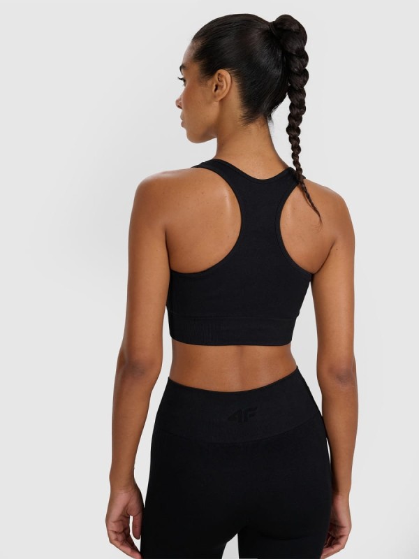 Stanik sportowy do jogi i pilatesu 4F - Czarny