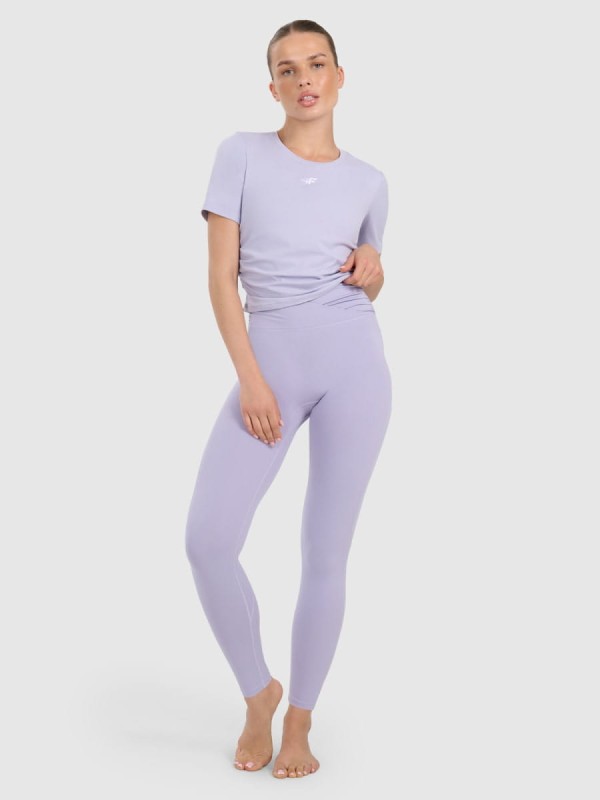 Legginsy do jogi i pilatesu bezszwowe z wysokim stanem 4F - Niebieski