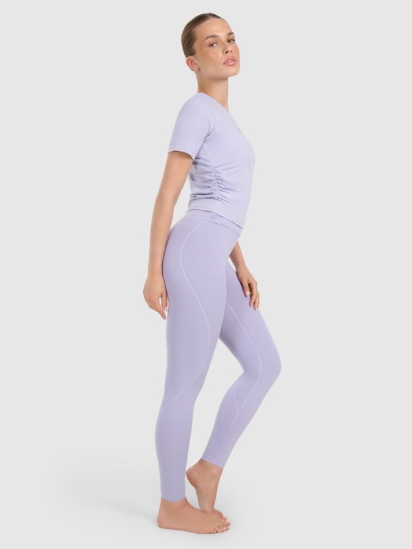 Legginsy do jogi i pilatesu bezszwowe z wysokim stanem 4F - Niebieski