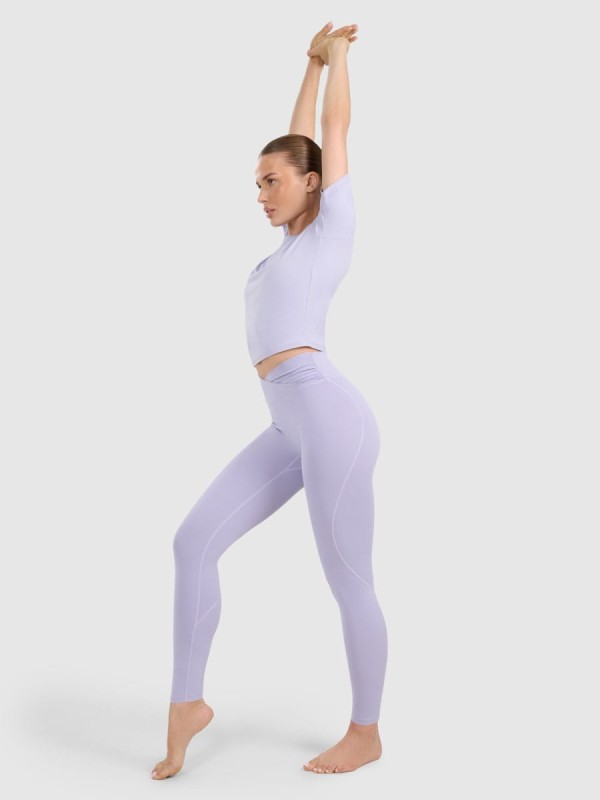 Legginsy do jogi i pilatesu bezszwowe z wysokim stanem 4F - Niebieski