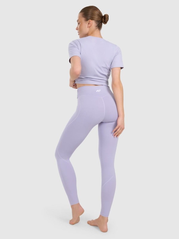 Legginsy do jogi i pilatesu bezszwowe z wysokim stanem 4F - Niebieski