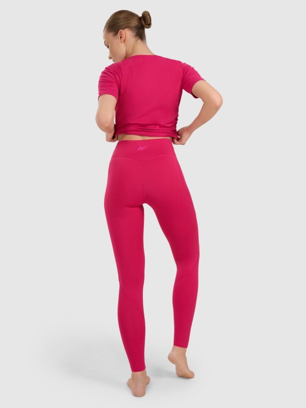 Legginsy do jogi i pilatesu bezszwowe z wysokim stanem 4F - Różowy
