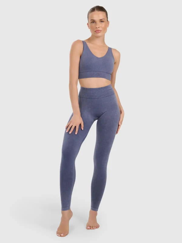 Legginsy push-up do jogi i pilatesu bezszwowe z wysokim stanem 4F - Granatowy