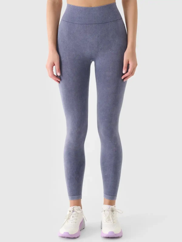 Legginsy push-up do jogi i pilatesu bezszwowe z wysokim stanem 4F - Granatowy