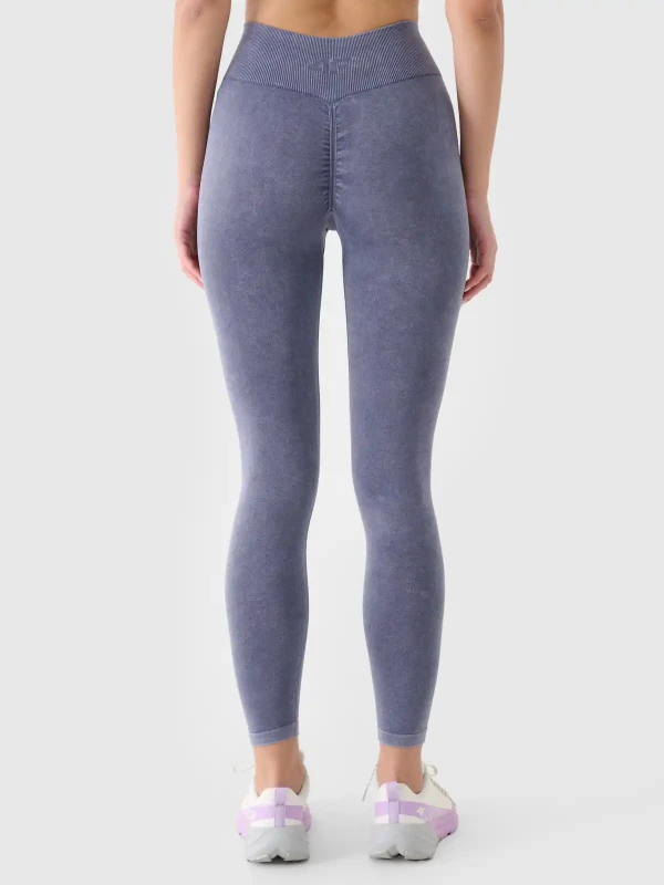 Legginsy push-up do jogi i pilatesu bezszwowe z wysokim stanem 4F - Granatowy