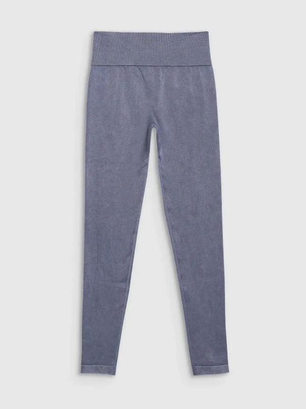 Legginsy push-up do jogi i pilatesu bezszwowe z wysokim stanem 4F - Granatowy