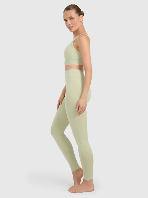 Legginsy push-up do jogi i pilatesu bezszwowe z wysokim stanem 4F - Zielony