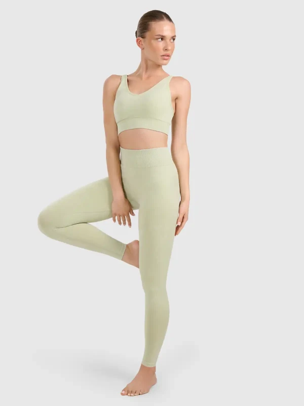 Legginsy push-up do jogi i pilatesu bezszwowe z wysokim stanem 4F - Zielony