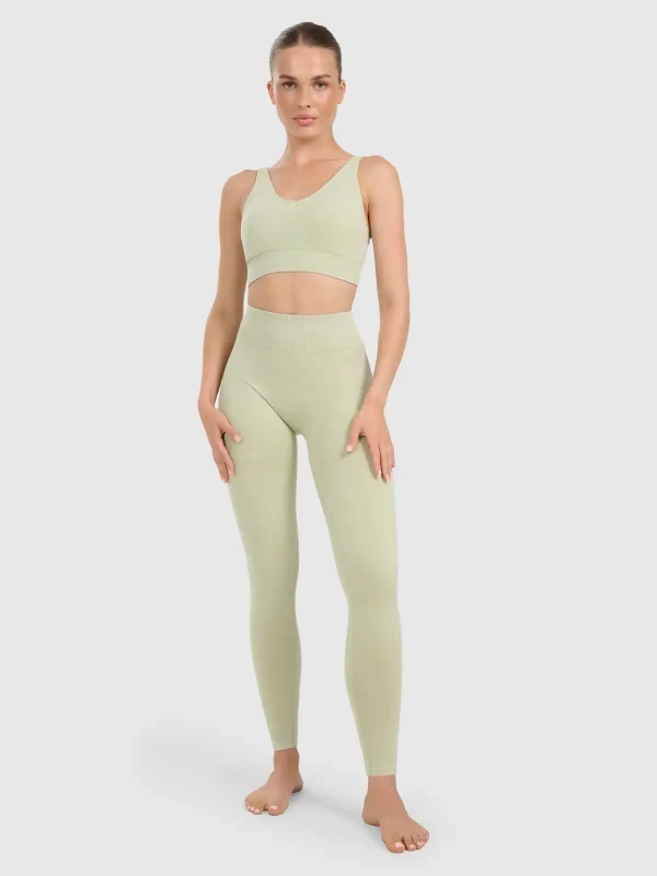 Legginsy push-up do jogi i pilatesu bezszwowe z wysokim stanem 4F - Zielony