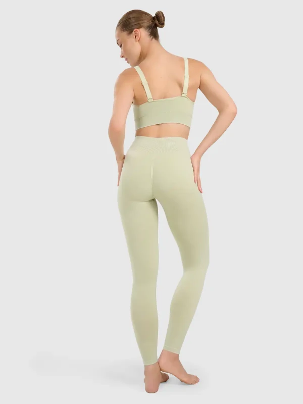 Legginsy push-up do jogi i pilatesu bezszwowe z wysokim stanem 4F - Zielony