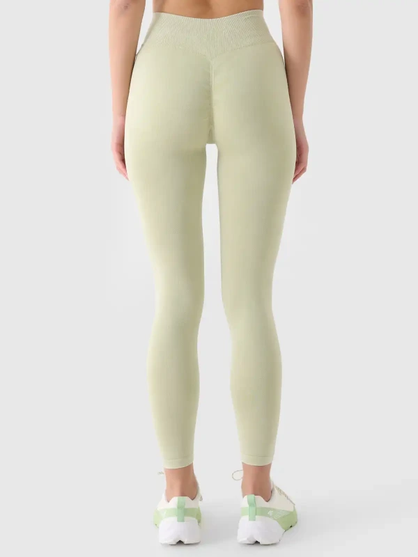 Legginsy push-up do jogi i pilatesu bezszwowe z wysokim stanem 4F - Zielony