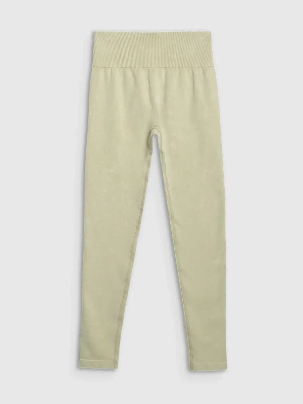Legginsy push-up do jogi i pilatesu bezszwowe z wysokim stanem 4F - Zielony
