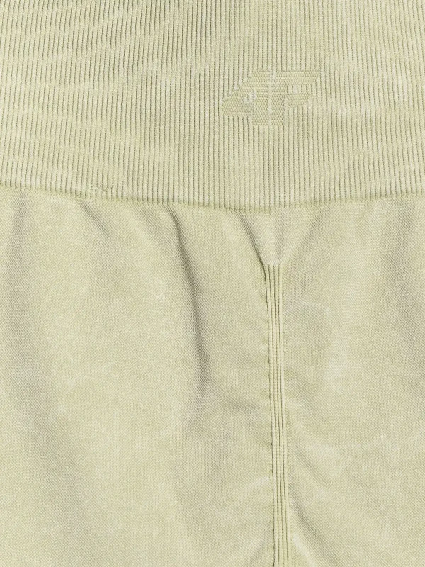 Legginsy push-up do jogi i pilatesu bezszwowe z wysokim stanem 4F - Zielony