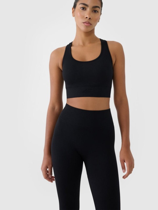 Legginsy z wysokim stanem do jogi i pilatesu 4F - Czarny