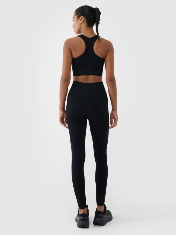 Legginsy z wysokim stanem do jogi i pilatesu 4F - Czarny