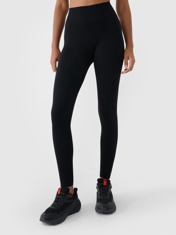 Legginsy z wysokim stanem do jogi i pilatesu 4F - Czarny