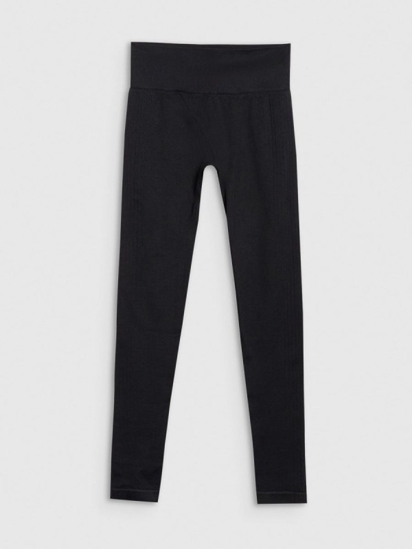 Legginsy z wysokim stanem do jogi i pilatesu 4F - Czarny