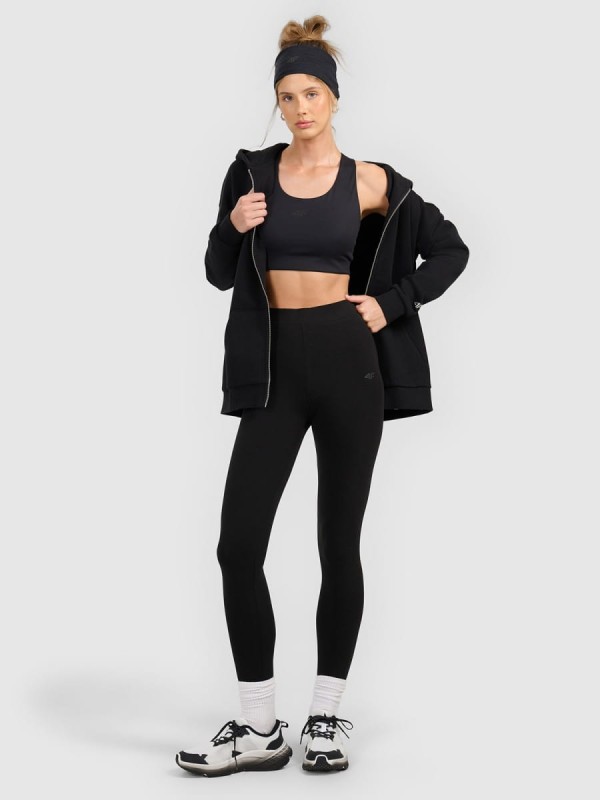 Legginsy dzianinowe do jogi i pilatesu 4F - Czarny