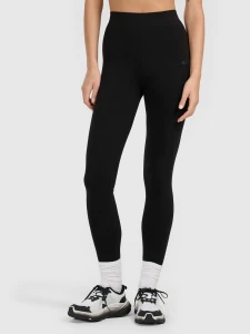 Legginsy dzianinowe do jogi i pilatesu 4F - Czarny