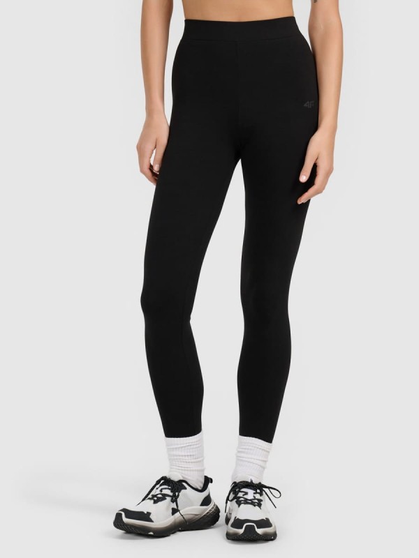 Legginsy dzianinowe do jogi i pilatesu 4F - Czarny