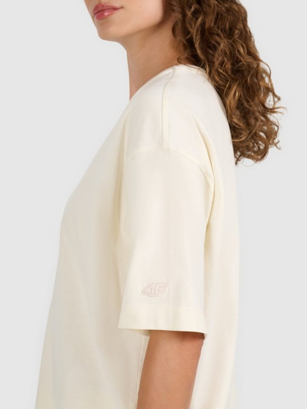 Koszulka do jogi oversize 4F - Beżowy