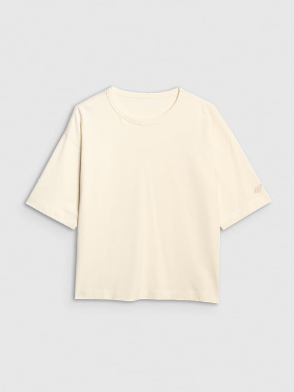 Koszulka do jogi oversize 4F - Beżowy