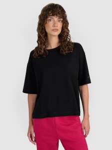 Koszulka do jogi oversize 4F - Czarny