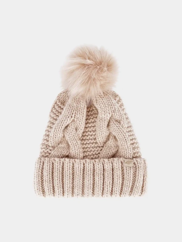 Czapka zimowa damska 4F - beżowa