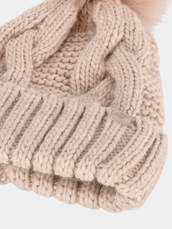 Czapka zimowa damska 4F - beżowa