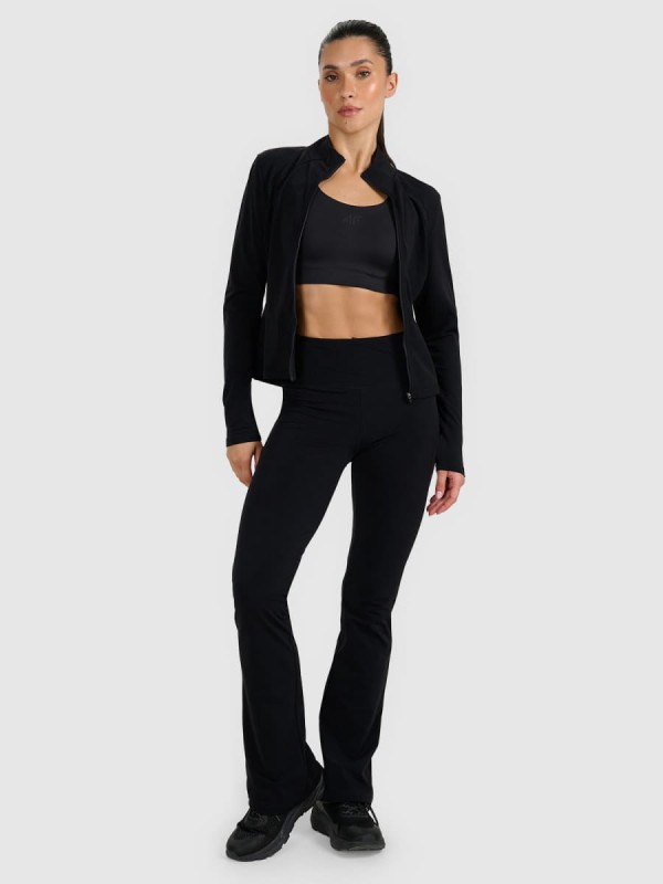 Spodnie do jogi i pilatesu z szerokimi nogawkami - Czarny