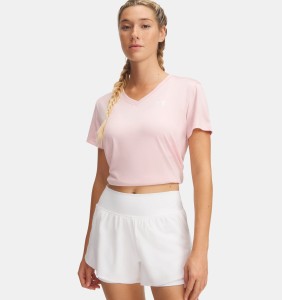 Koszulka do jogi i pilatesu damska Under Armour V-Neck - różowy
